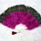Coque Rooster Handmde Peacock eye & Orchid marabou feather Fan;Bridal Party Chandelle Fluffy Fan#25