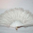 Handmade Rooster white marabou thick feather Fan;Bridal Party Chandelle Fluffy Fan#10