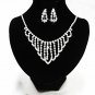 Silver Scallop Jewelry set; Bridal Necklace Set;Rhinestone Wedding Clip Earring Necklace #3558