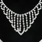 Silver Scallop Jewelry set; Bridal Necklace Set;Rhinestone Wedding Clip Earring Necklace #3558
