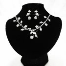Silver jewelry set;sparkle daisy Bridal Necklace Set;Rhinestone Wedding Clip Earring Necklace #1243