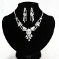 Elegant Silver jewelry set;sparkle Bridal Necklace Set;Rhinestone Wedding Clip Earring Necklace#165
