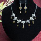 Bridal Necklace Set;Copper Alooy jewelry set;sparkle;Rhinestone Wedding Hook Earring set #586y