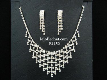 Bridal Necklace Set;Elegance Clip Earring set; Fashion jewelry necklace set #1150