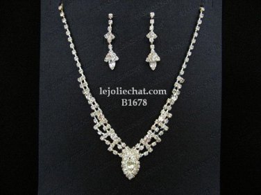 Bridal Necklace Set;Elegance Clip Earring set; Fashion jewelry necklace set #1678