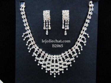 Elegance Clip Earring set; Bridal Necklace Set;Fashion jewelry necklace set #2065