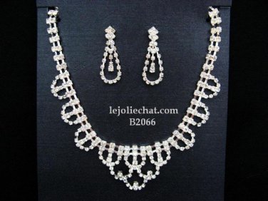 Elegance Clip Earring set; Bridal Necklace Set;Chock Fashion jewelry necklace set #2066