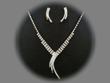Elegance Clip Earring set; Bridal Necklace Set;Fashion Bugle jewelry necklace set #2384