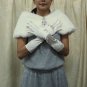 Satin Ivory Bridal Gloves ;Elbow rhinestone cute bow Bride Gloves #94i