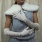 Satin Ivory Bridal Gloves ;Long embroidery Bride Gloves #234i