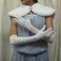 Satin Ivory Bridal Gloves ;Long embroidery Bride Gloves #234i