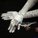 Satin Ivory Bridal Gloves ;Long with PleatBride Gloves #22i