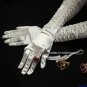 Satin Ivory Bridal Gloves ;Long with PleatBride Gloves #22i