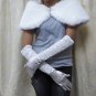 Satin white Bridal Gloves ;Long with PleatBride Gloves #22w