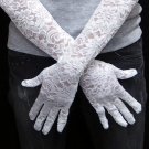 white Bridal Gloves ;French Lace Elastic Floral Pattern Bride Gloves #74