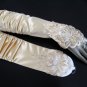 Ivory Finger-less Bridal Gloves ;Satin Elbow Pleat Bride Gloves #14i