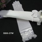 Cute bow White Bridal Gloves ;Satin Elbow Lace Bride Gloves #27w