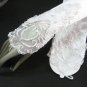 White Finger-less Bridal Gloves ;Satin Elbow French Lace Pearl Bride Gloves #38w