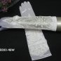White Bridal Gloves ;Satin Elbow French Lace Pearl Bride Gloves #46w