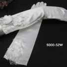 White Bridal Gloves ;Satin Elbow Organza Floral Pearl Bride Gloves #52w