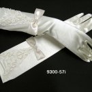 Ivory Bridal Gloves ;Satin Elbow Embroidery Pearl Bride Gloves #57i