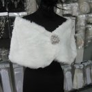 BRIDAL WEDDING OFF WHITE BOLERO FAUX FUR SHRUG ; WEDDING WRAP SHAWL SCARF#sh13