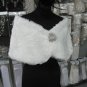 BRIDAL WEDDING OFF WHITE BOLERO FAUX FUR SHRUG ; WEDDING WRAP SHAWL SCARF#sh13