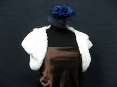 BRIDAL WEDDING OFF WHITE BOLERO FAUX FUR SHRUG ; WEDDING WRAP SHAWL SCARF#sh15
