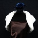 BRIDAL WEDDING OFF WHITE SLEEVE BOLERO ; COLLAR FAUX FUR SHRUG ; WEDDING WRAP SHAWL SCARF#sh16