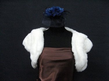 BRIDAL WEDDING OFF WHITE BOLERO ; FAUX FUR SHRUG ; WEDDING WRAP SHAWL SCARF#sh18