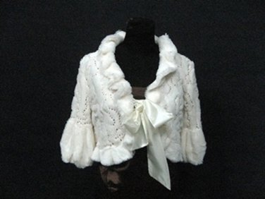BRIDAL WEDDING OFF WHITE BOLERO ; FAUX FUR SHRUG ; WEDDING WRAP SHAWL SCARF#sh20