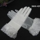 White Bridal Gloves ;Organza Rhinsetone Wrist Bride Gloves #42w