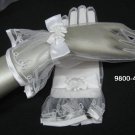 Organza Ivory Cute Bow Bridal Gloves ;Embroidery Floral  Bride Gloves #45w