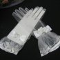 Organza Ivory Cute Bow Bridal Gloves ;Embroidery Floral  Bride Gloves #45w
