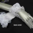 Organza White French Lace Bridal Gloves ;Fancy Bride Gloves #60w