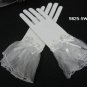 Crochet White cute bow Bridal Gloves ;Fancy organza Wrist Bride Gloves #5w