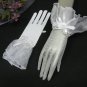 Crochet White cute bow Bridal Gloves ;Fancy organza Wrist Bride Gloves #5w