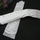 White Satin Bridal Gloves ;Fancy Elbow Bride Gloves #60w
