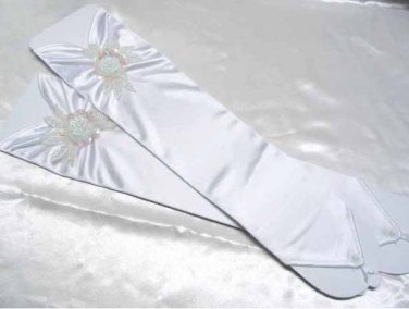 Finger-less Bridal Gloves ;Fancy Elbow Satin Bride Gloves #10W