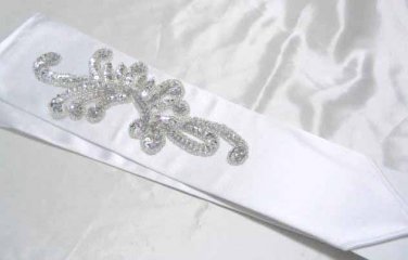 Finger-less Bridal Gloves ;Fancy Elbow Satin Bride Gloves #16W