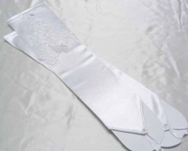 Finger-less Bridal Gloves ;Fancy Elbow Satin Bride Gloves #20W