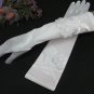 White Bridal Gloves ;Fancy Elbow Satin Floral Bride Gloves #25W