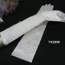 White Bridal Gloves ;Fancy Elbow Satin Floral Bride Gloves #26W