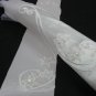 White Bridal Gloves ;Fancy Elbow Satin Floral Bride Gloves #26W