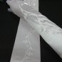 White Bridal Gloves ;Fancy Elbow Satin Floral Bride Gloves #28W