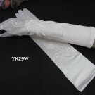 White Bridal Gloves ;Fancy Elbow Satin Floral Bride Gloves #29W
