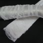 White Bridal Gloves ;Fancy Elbow Organza Pleat Bride Gloves #32W
