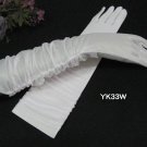White Bridal Gloves ;Fancy Elbow Organza Pleat Bride Gloves #33w
