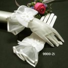 Ivory Pearl Bridal Gloves ;Wrist Organza french lace Cute bow Bride Gloves #2i