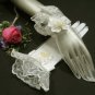 Ivory Floral Bridal Gloves ;Organza French Lace Cute bow Bride Gloves #70i